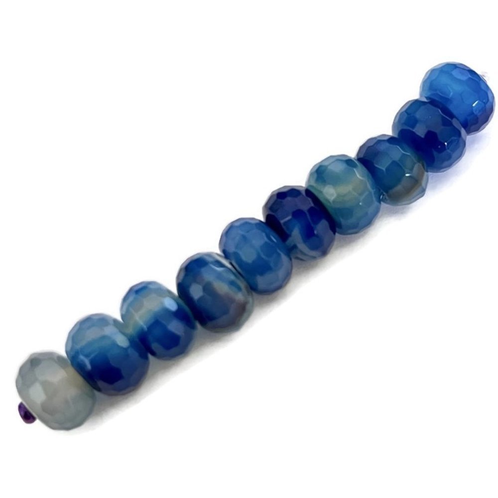As Low as $2! Blue Highly Faceted Agate Rondelle Beads 12mm x 8mm (10) - Picture 1 of 3